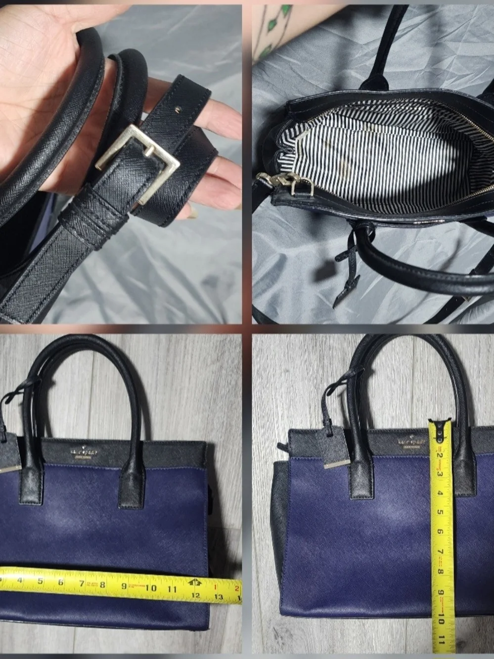 Kate Spade New York Cameron Street Candace Blue Black Satchel Purse Shoulderbag